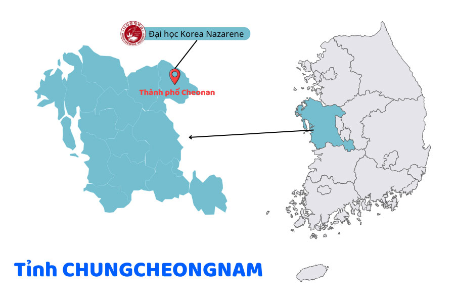 Đại học Korea Nazarene tọa lạc tại thành phố Cheonan, tỉnh Chungcheongnam, Hàn Quốc Đại học Korea Nazarene tọa lạc tại thành phố Cheonan, tỉnh Chungcheongnam, Hàn Quốc
