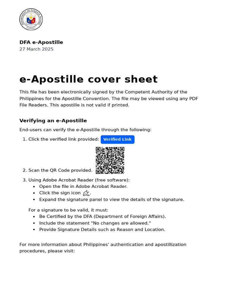 E-Apostille được cấp tại Philippines