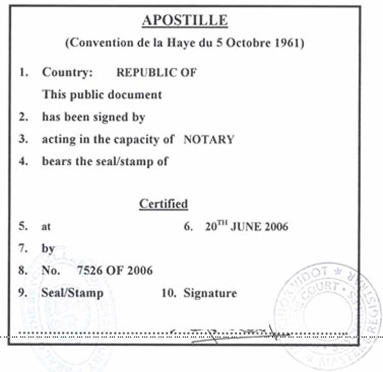 Mẫu chứng nhận Apostille được cấp tại Công quốc Andorra